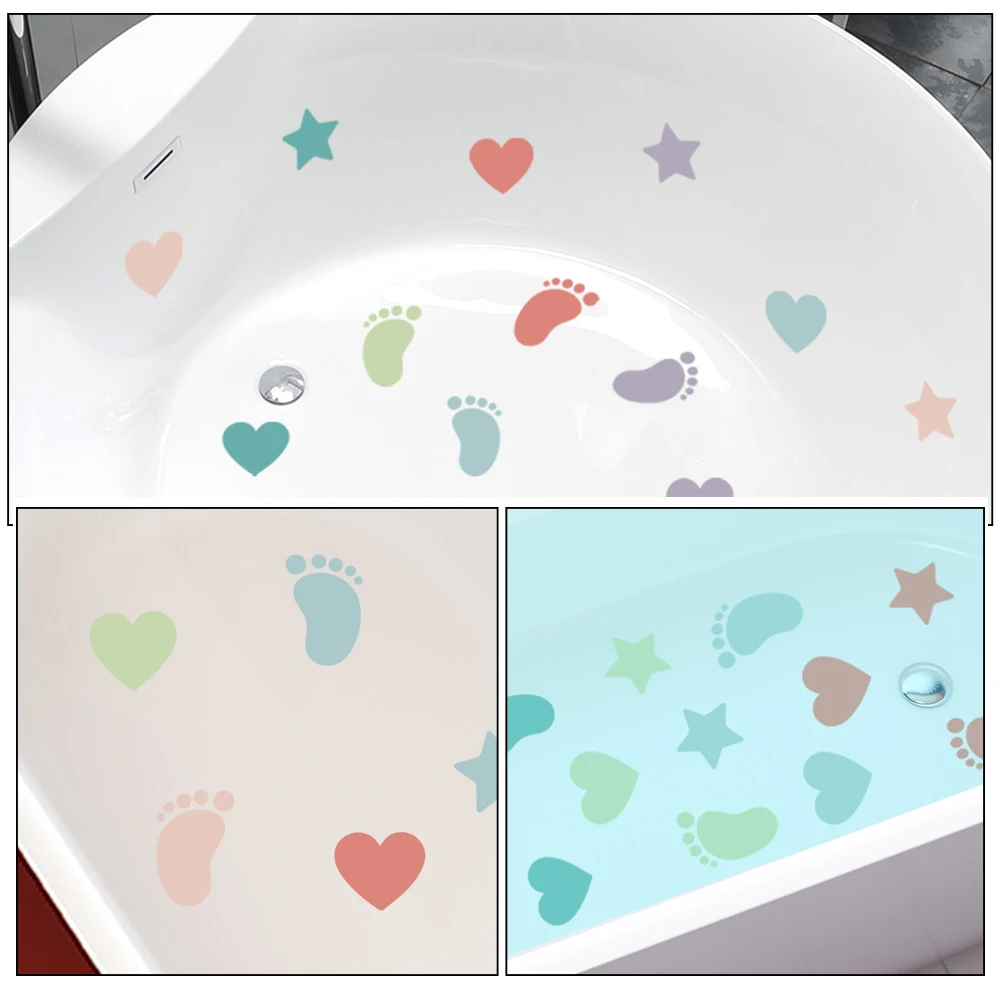 

6 Sheets Non Slip Bathtub Stickers PVC Safety Cartoon Decor Bathroom Floor Tiles Wall Waterproof Durability Easy Paste Remove