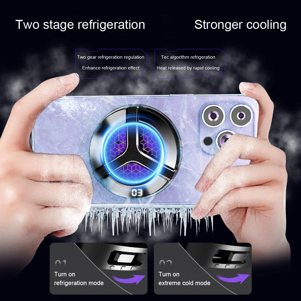 S9 Mobile Phone Game Cooler Magnetic Semiconductor Radiator Cell Phone Live Streaming Cooler For Playing Games Watching Videos