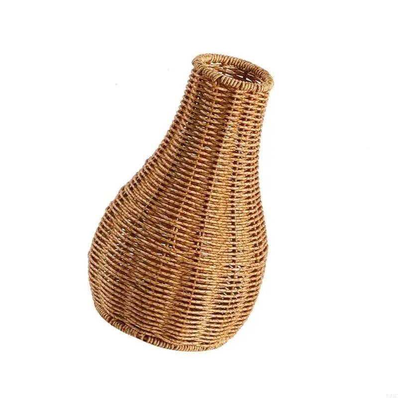 

R9JC Handmade Desk Ornament for Home Office Floor Decoration Plastic Rattan Holder