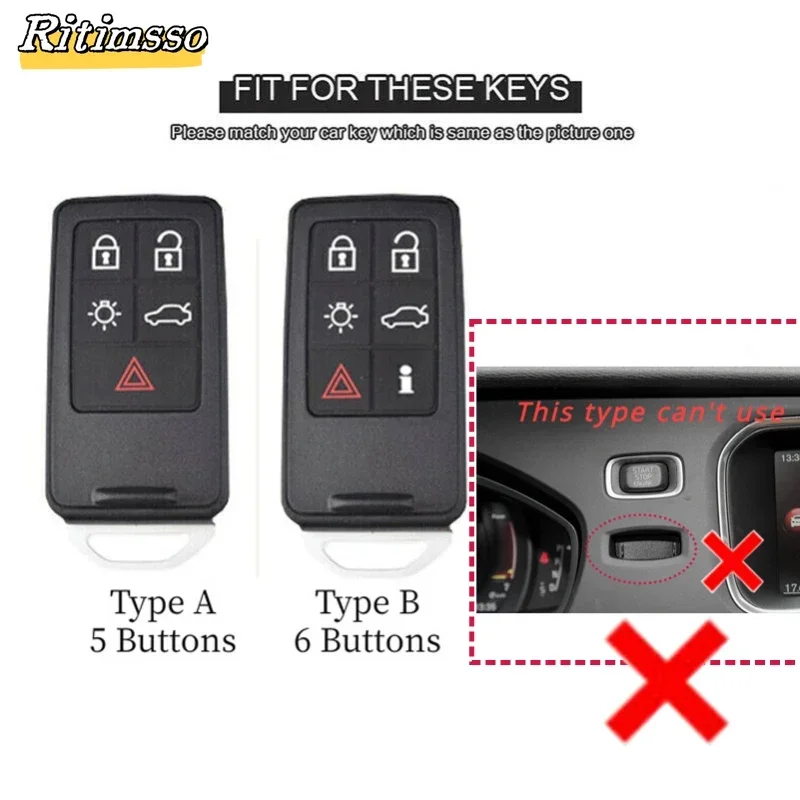 Zinc Alloy + TPU 5/6 buttons Car Remote Key Holder Shell Case Full Cover For Volvo XC60 V60 S60 S80 XC70 V40