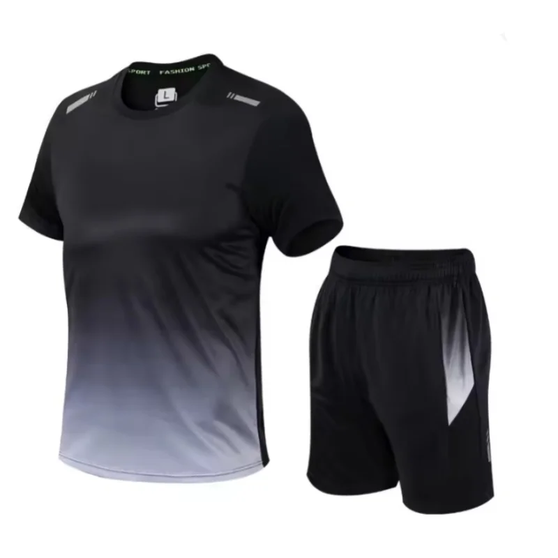 New 2025 Men's Outfit Summer Short Sleeve T Shirt Set Men Fashion 2 Piece Sportwear  Casual Shorts Sweatshirt Male Tracksuit