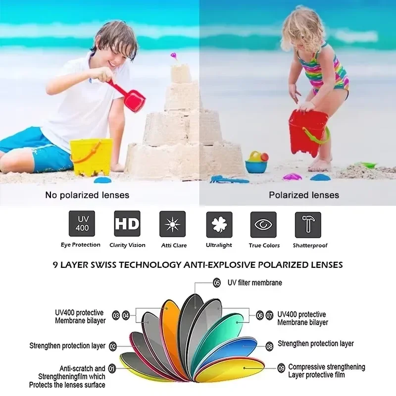 Lunettes de soleil polarisées pour bébé avec sangle, Protection UV400, lunettes de soleil pour nourrissons et tout-petits de 0 à 24 mois