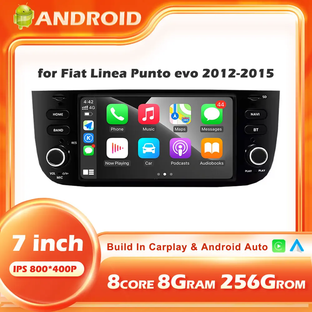 

6,2-дюймовый автомобильный радиоприемник Android 14 для Fiat Linea Punto evo 2012-2015, автомобильный радиоприемник, мультимедийный Bluetooth, сенсорный экран, DVD-плеер, без 2DIN