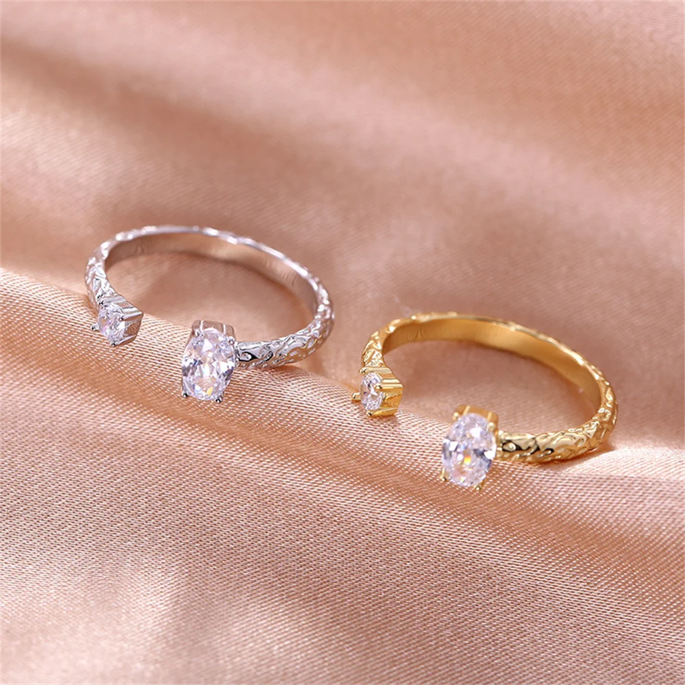 

Европейское и американское женское плиссированное кольцо с цирконом, серебро S925, нишевое минималистское универсальное кольцо с тонким ремешком во французском стиле ретро