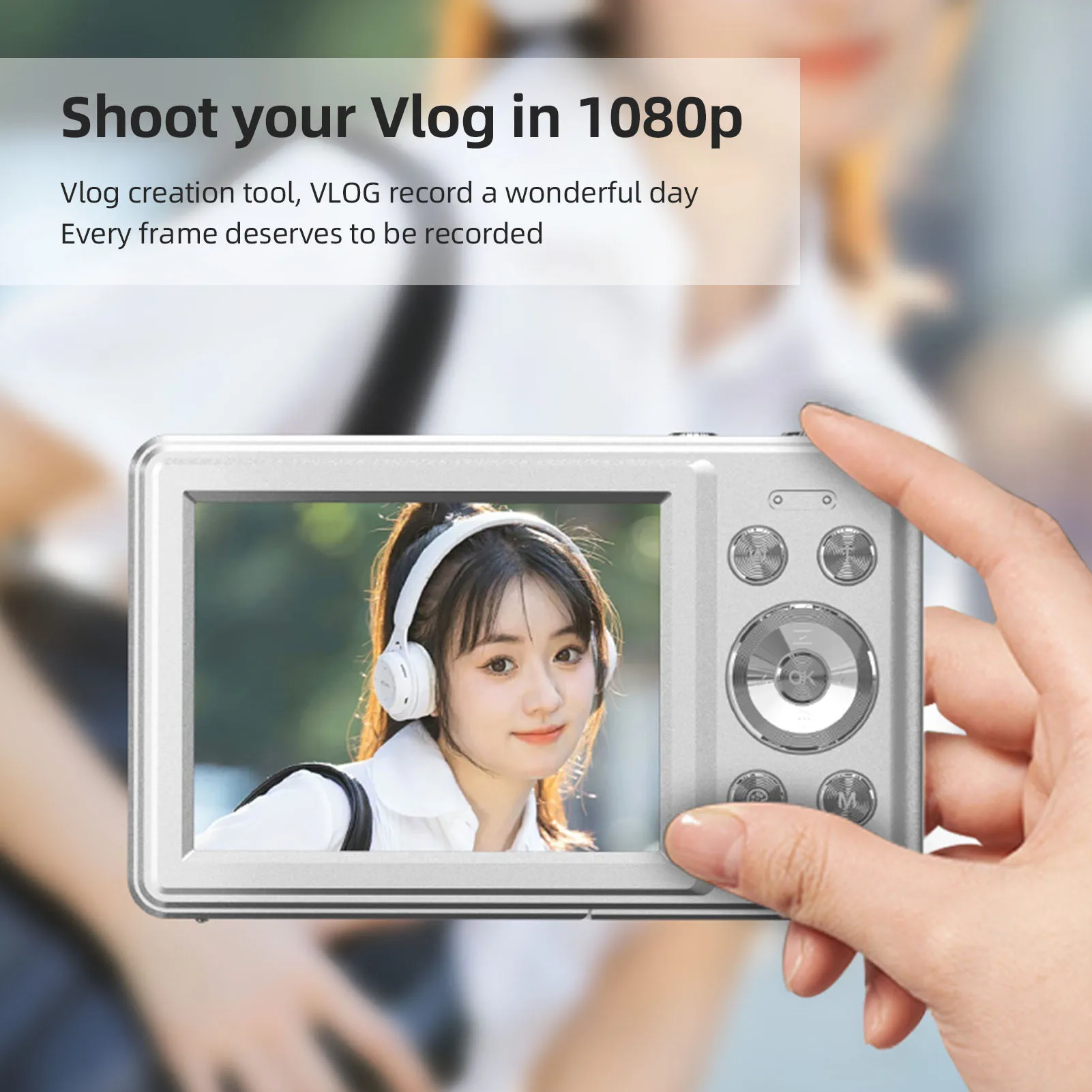 Cámara Digital portátil para niños y adolescentes, videocámara de 56MP, 1080P, pantalla IPS de 2,88 pulgadas, Zoom Digital 8X, AF, regalo de Navidad