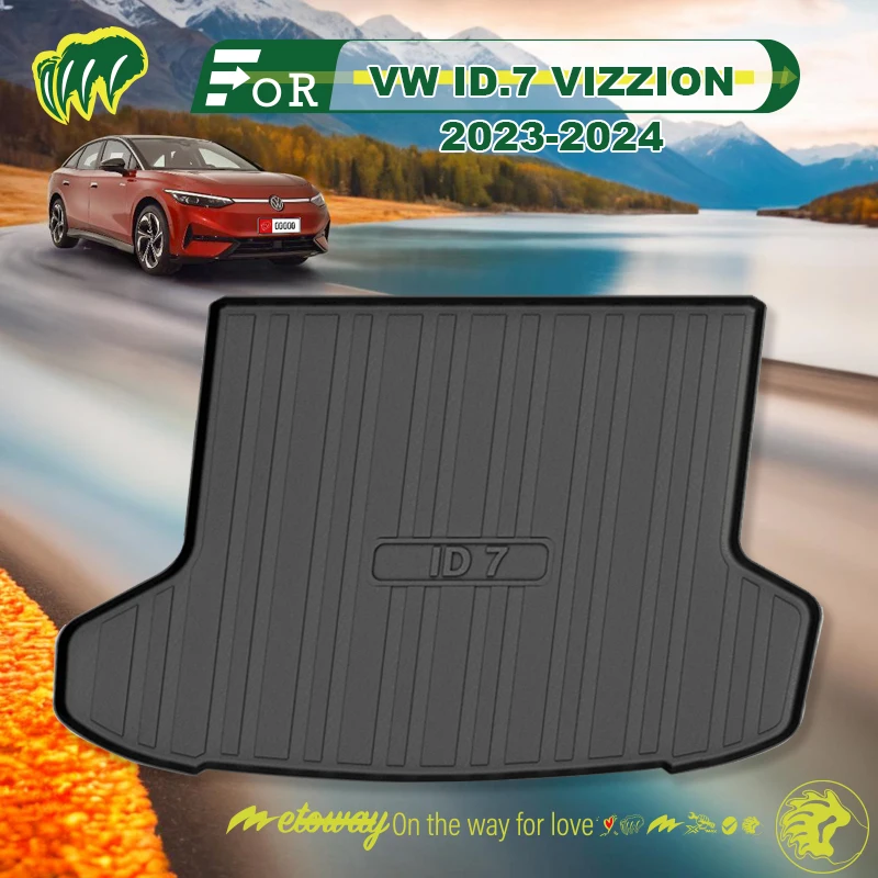 For VW ID.7 VIZZION 2023-2024 Custom Fit Car Trunk Mat All Season Black Cargo Mat 3D Shaped Laser Measured Trunk Liners