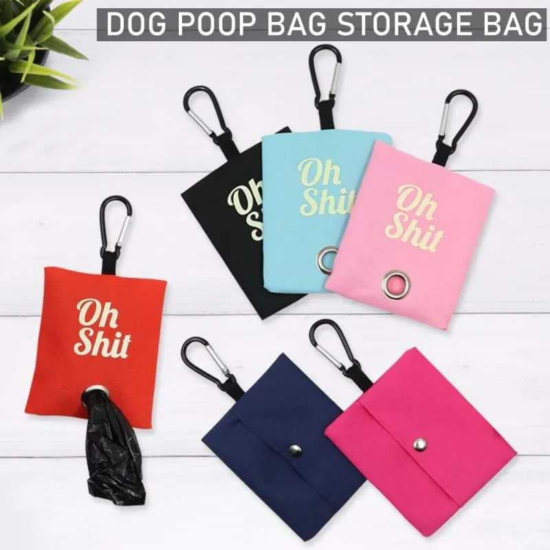Dog Poop Bag Holder Canvas Waste Bag Organizer Portable Buckle Leash Clip Pick Up Dispenser For Puppy Cat Durable Pet Supplies