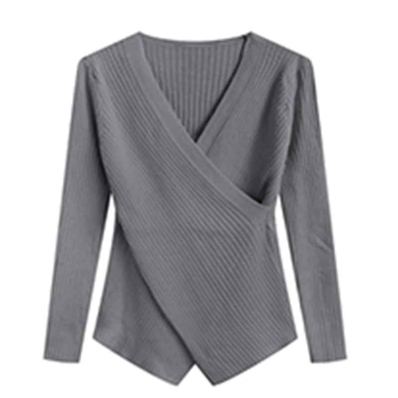 Korean Version Of autumn  Femininity Slim Slim Long Sleeve Vneck Sweater 2023 New Lazy Bottoming Shirt Inside And Outside