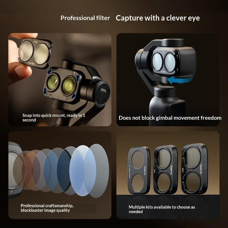 For Pocket 4P Pro Filter Set - VND + CPL + 1/4 Black Mist, 1-Second Install, Multi-Coated Optical Glass