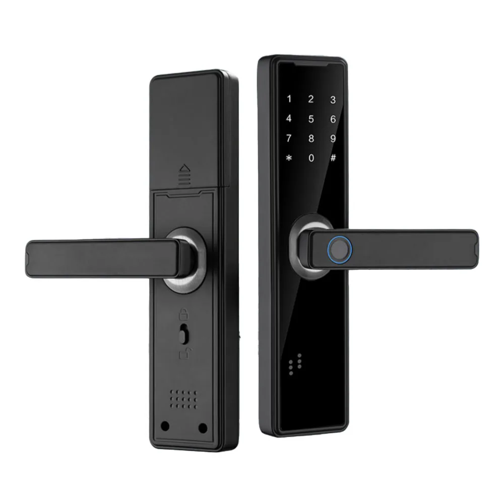 Imagem -02 - Tuya App Smart Electronic Door Lock Impressão Digital Biométrica Desbloqueio Remoto Cartão Keyless Bloqueio de Senha Novo