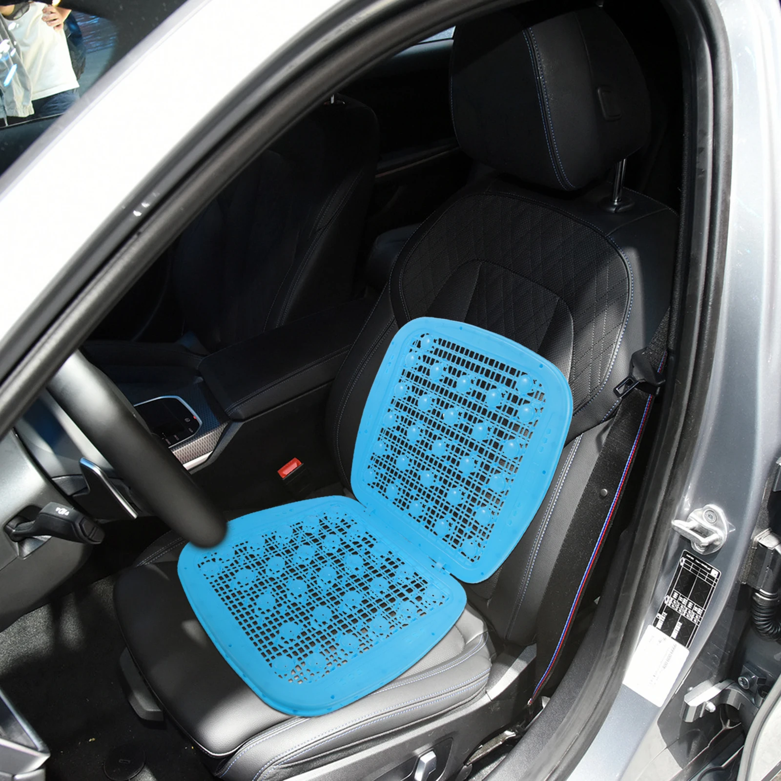 

Summer Plastic Seat Cushion Double Layer Blue Ventilated Car Truck Van Cushions Automotive Seats Pad Stylish Comfortable Easy