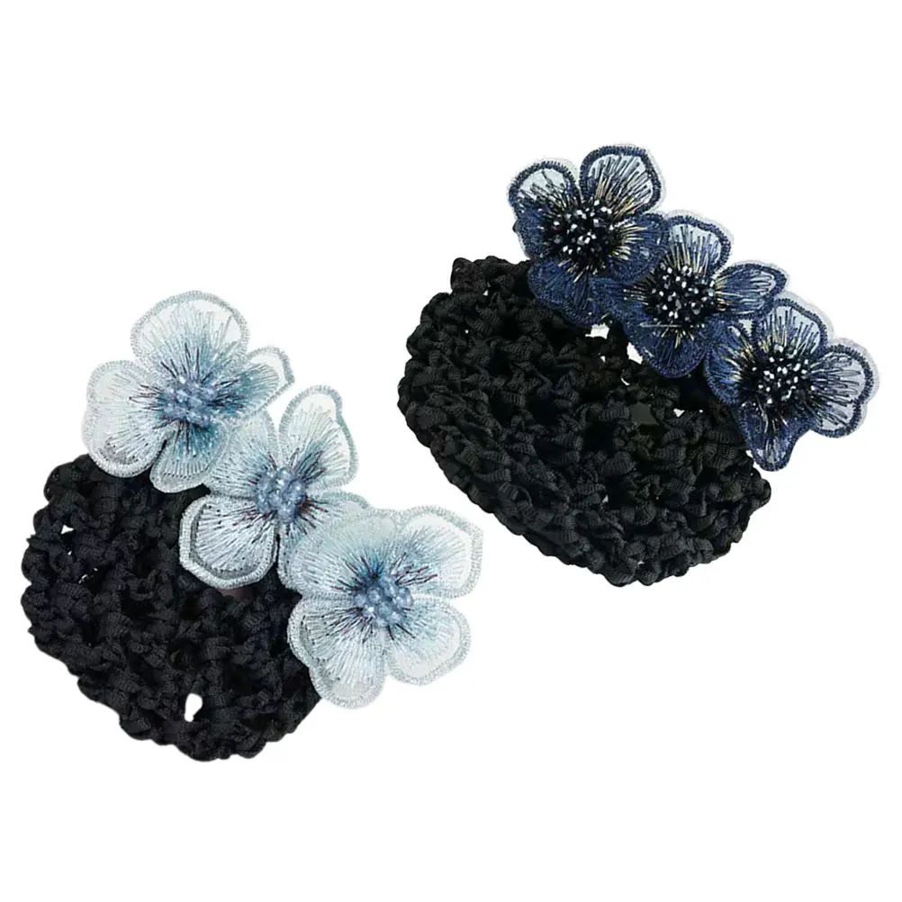 

2pcs Hair Bun Cover Net Clip Beads Snood Lightweight Women Hair Accessories Ballet Hairnet Dance Nurse Bun Wrap Hairnets For