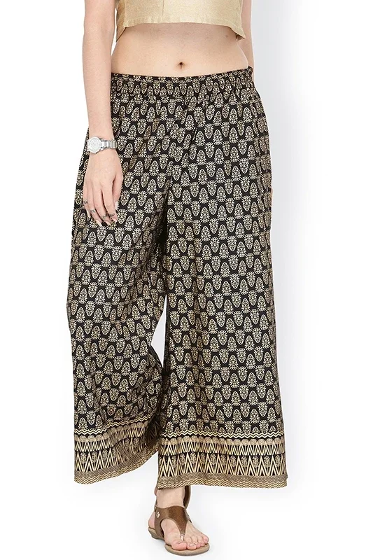 Shalwar Indian Pants Thin Ethnic Gold Printed Black Wide Leg Pants Cotton Trousers  Shalwars Salwar Indian Dress Women Costume - view 6