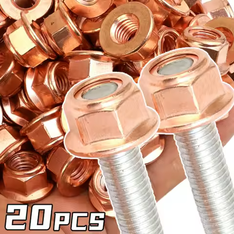 Copper Plated M8 Exhaust Nut High Temperature Self Locking Flange Nuts for E30 325i Manifold Downpipe Studs Repair Kit 10/20pcs