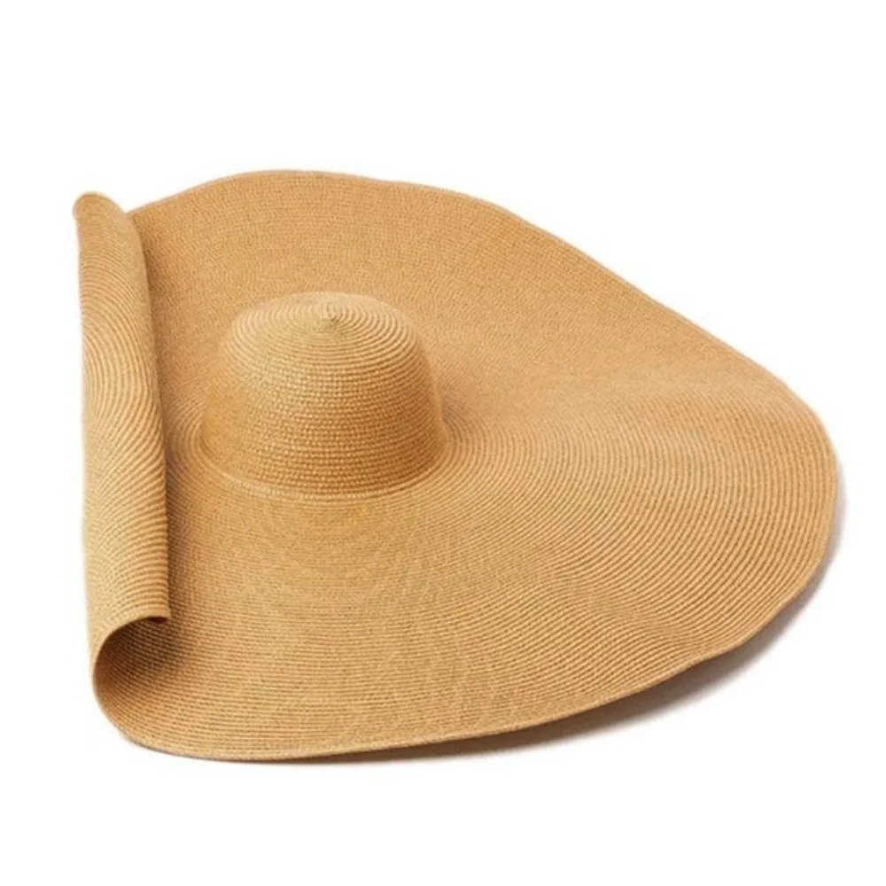 

Sunscreen 70cm Wide Brim Sun Hat Boho Style Fashion Diameter Large Straw Hat Casual UV Protection Summer Beach Sun Hat Beachside