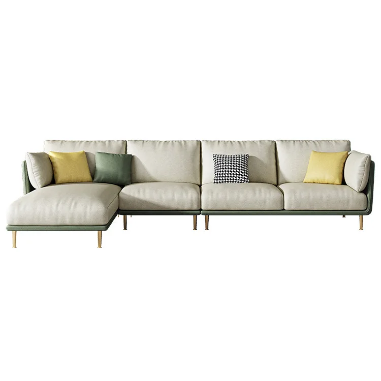#Wash Free Tech Fabric Sofa Modern Simple Latex Corner Chaise Nordic Fabric Sofa Set For Small Living Room