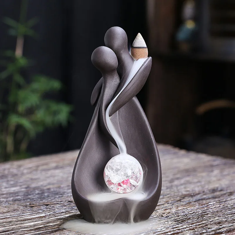 E-commerce Platform Backflow Incense Burner Home Decor Ornament Creative Valentine's Day LED Light Backflow Incense Burner