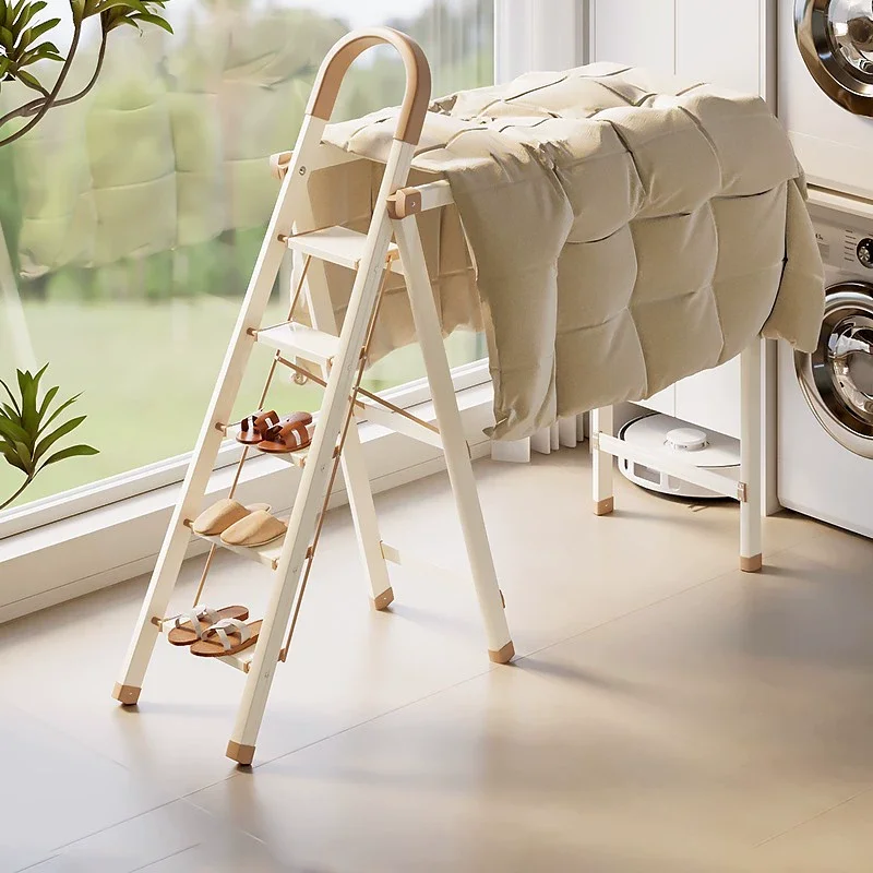 

Ladder,Household Folding Clothes Hanger,Dual-use Indoor Multifunctional Telescopic Zigzag Ladder,Thickened Aluminum Alloy Ladder
