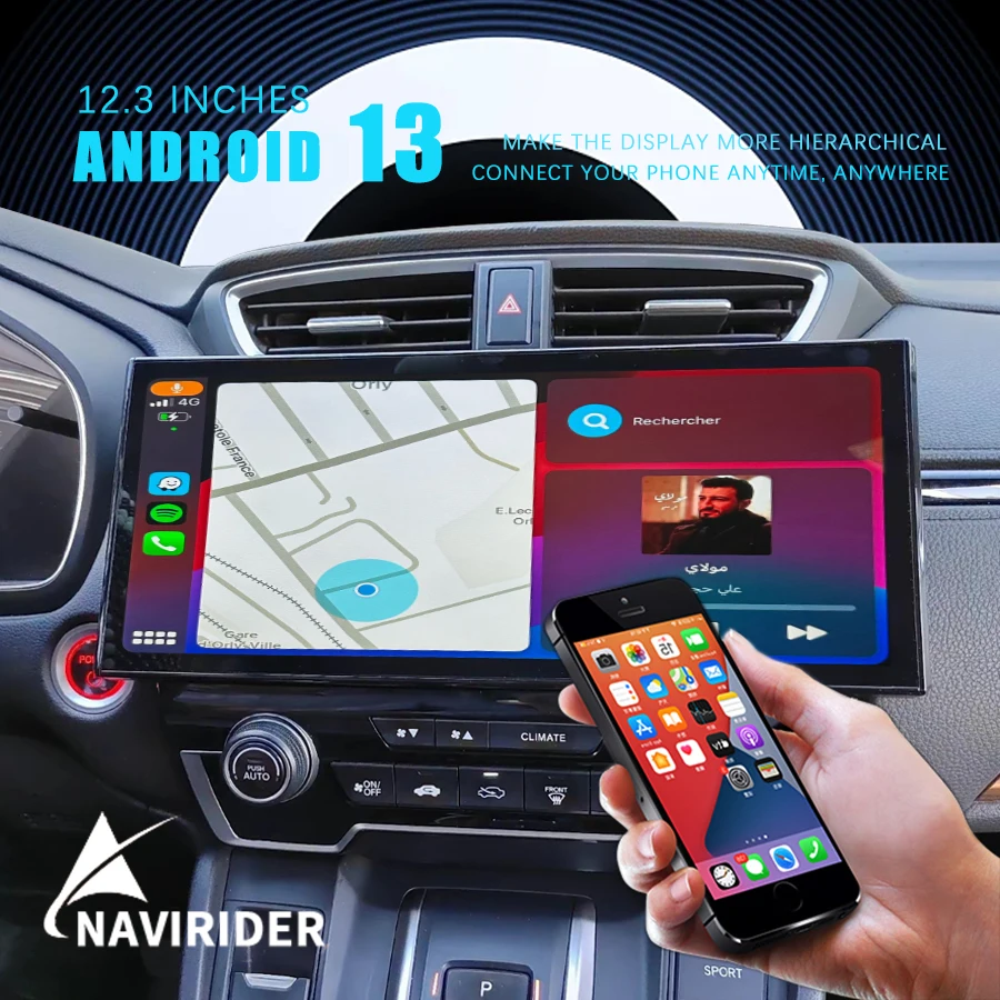 

NaviRider 12,3 "Android 13 экран для Honda CRV CR-V 2016 Breeze 2017 2021 GPS Navig Автомобильный мультимедийный видеоплеер динамик 256 ГБ