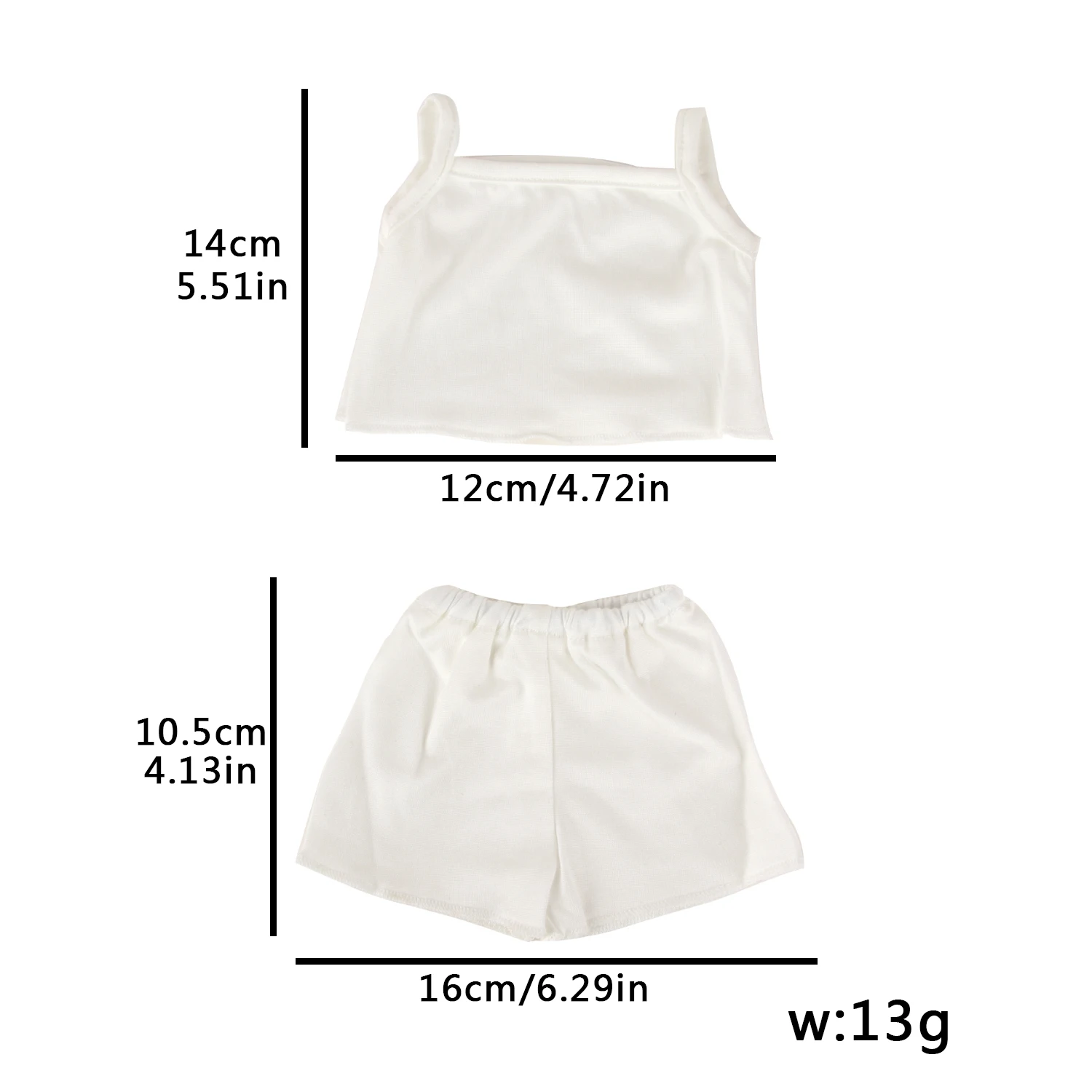 White Strap T-Shirt Shorts Set for 18 Inch American Doll And 43cm Baby Newborn,OG Girl Doll Clothes DIY Doll Gift