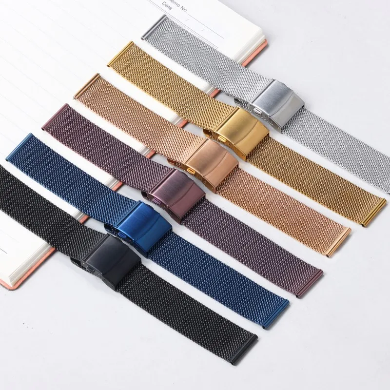 

20mm 22mm Quick Release 0.6mm Milanese Watch Strap Stainless Steel Watch Buckle Watch Band Replacement for Universal Bracelet