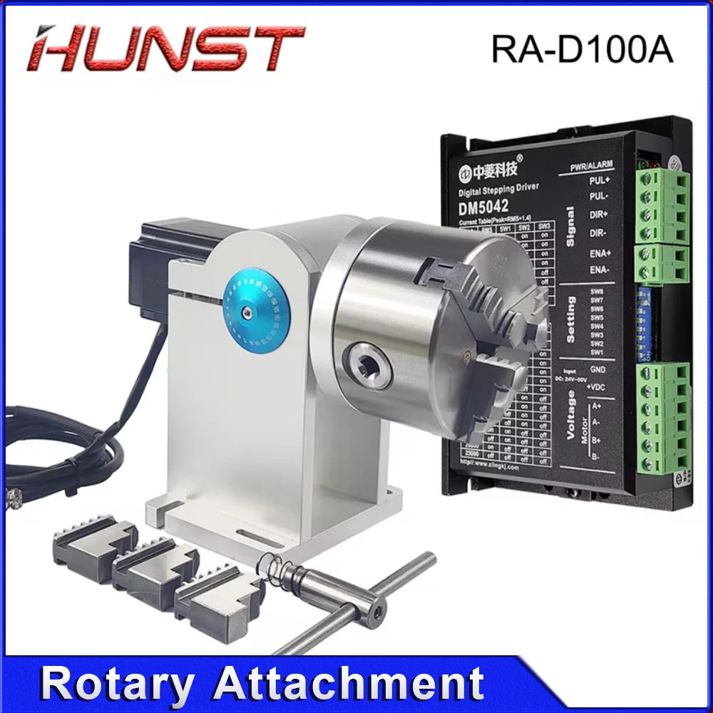 

HUNST Rotary Attachment Dia.100mm Device Fixture Gripper Three Chuck Rotary Worktable for Laser Marking Parts Machine