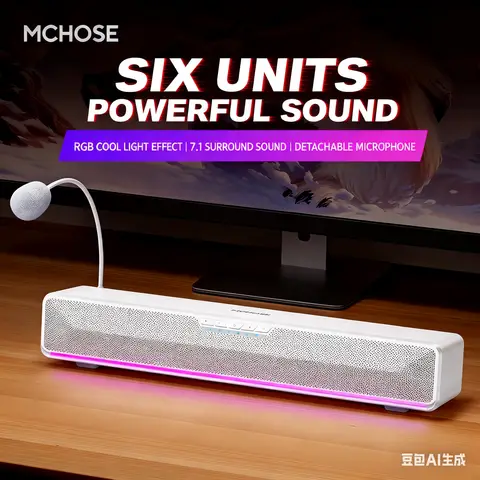 G20 Pro Computerlautsprecher Gaming Soundbar 7.1 Surround Sound RGB-Leuchten Abnehmbares Mikrofon Bluetooth 5.4 für PC/PS5/Switch