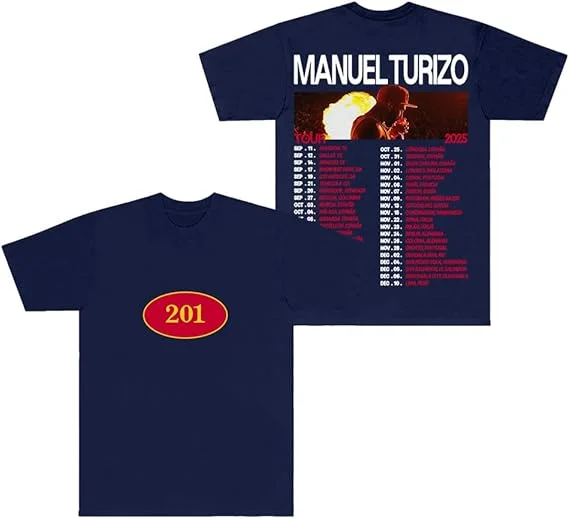 Manuel Turizo 201 월드 투어 티셔츠 힙합 스트리트웨어 여성 남성 크루넥 반소매 티셔츠