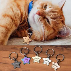 Personalized Pet Collar ID Tag Custom Pet Name Star Pattern Tags for Kitten ID Collar Nameplate Pendant for Dogs Cat Supplies