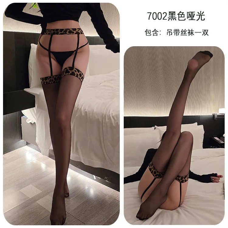 

Long Night Sexy Leopard Print Aurora Shiny Erotic Stockings Over-The-Knee Suspender Integrated Stockings Women's Thigh Stockings Jk7001