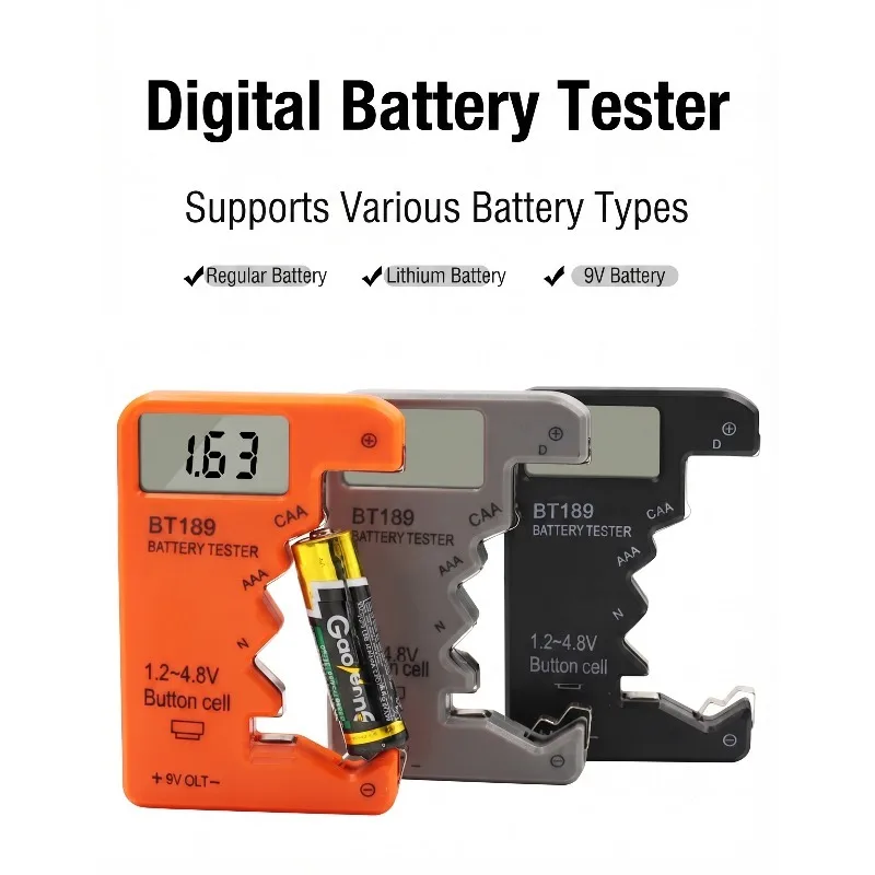 1pc LCD Display Battery Tester, Battery Capacity Detector, Portable Digital Display Battery Voltage Measurement Tool
