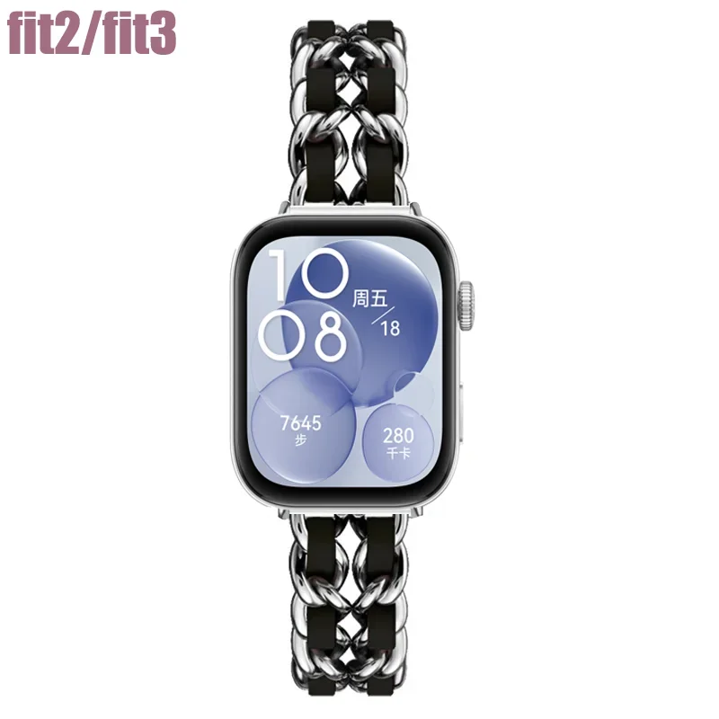 Металлические + кожаные ремешки для часов Huawei Fit 3, сменный ремешок для умных часов, браслет, браслет, аксессуары для Huawei FIT3 Fit2