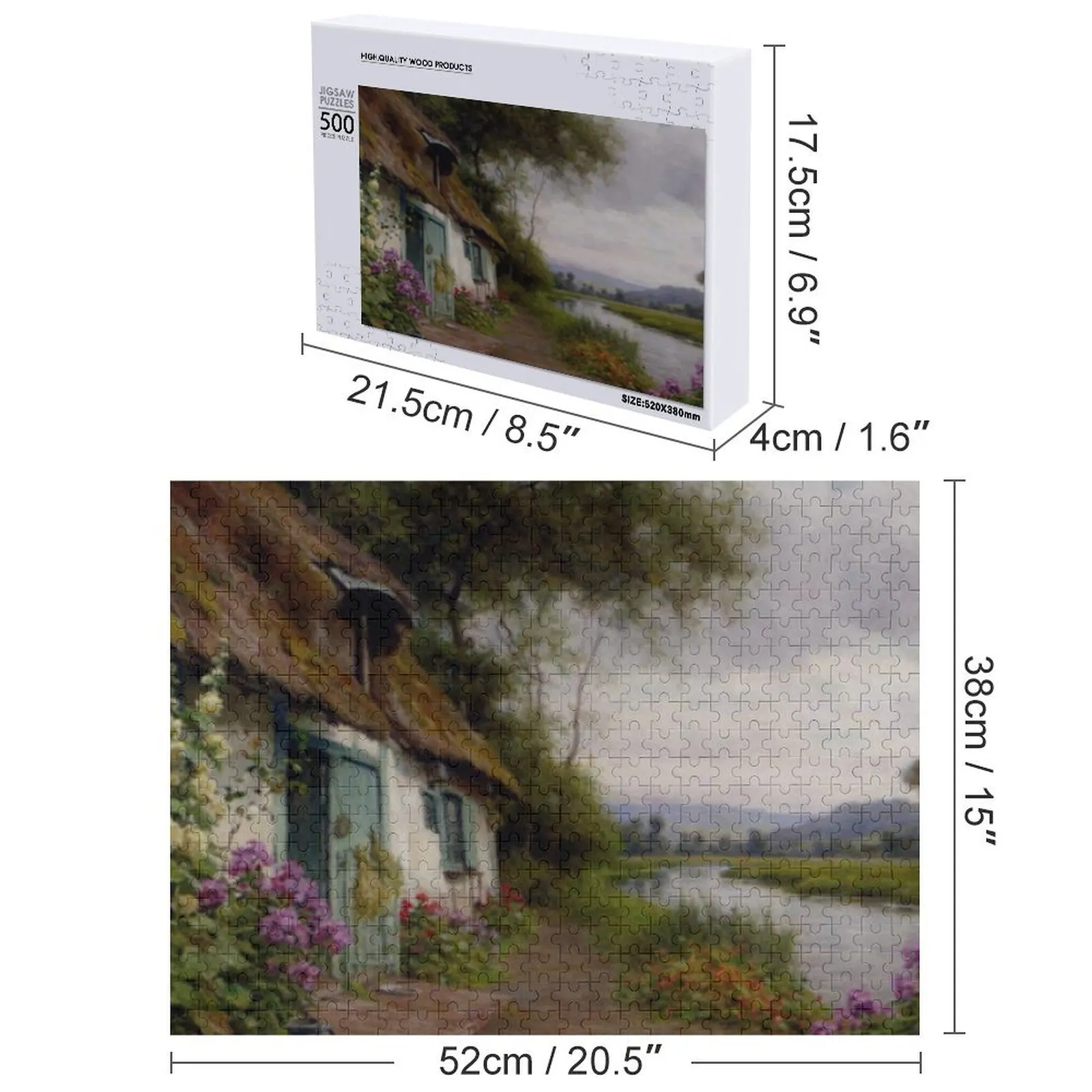 A Riverside Cottage - 루이스 애스턴 나이트 리버사이드 코티지 아트웍 직소 퍼즐 직소 맞춤형 게임 어린이 퍼즐