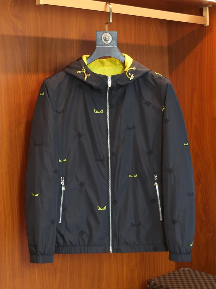 

Мужская тонкая куртка Slim Fit для весны и осени, модная брендовая повседневная толстовка с вышивкой, молодежная верхняя одежда из полиэстера с длинными рукавами на молнии