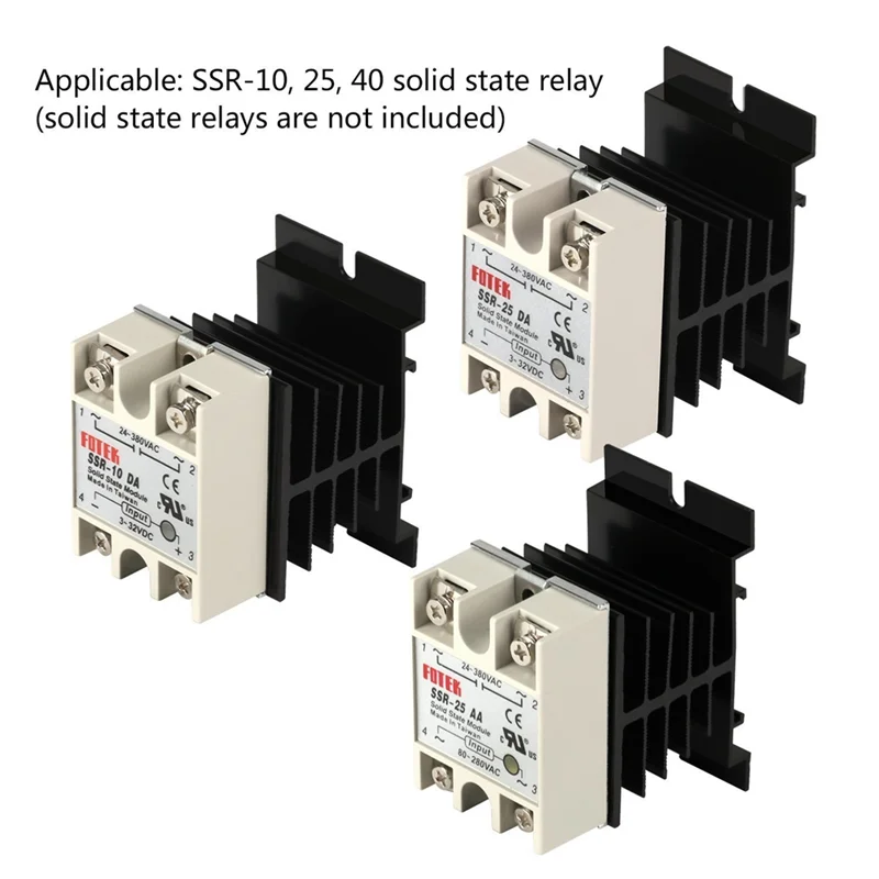 9PCS Heatsink PID Temperature Controller Heat Sink For Solid State Relay And SSR Radiator Module Black For SSR-10,25,40A