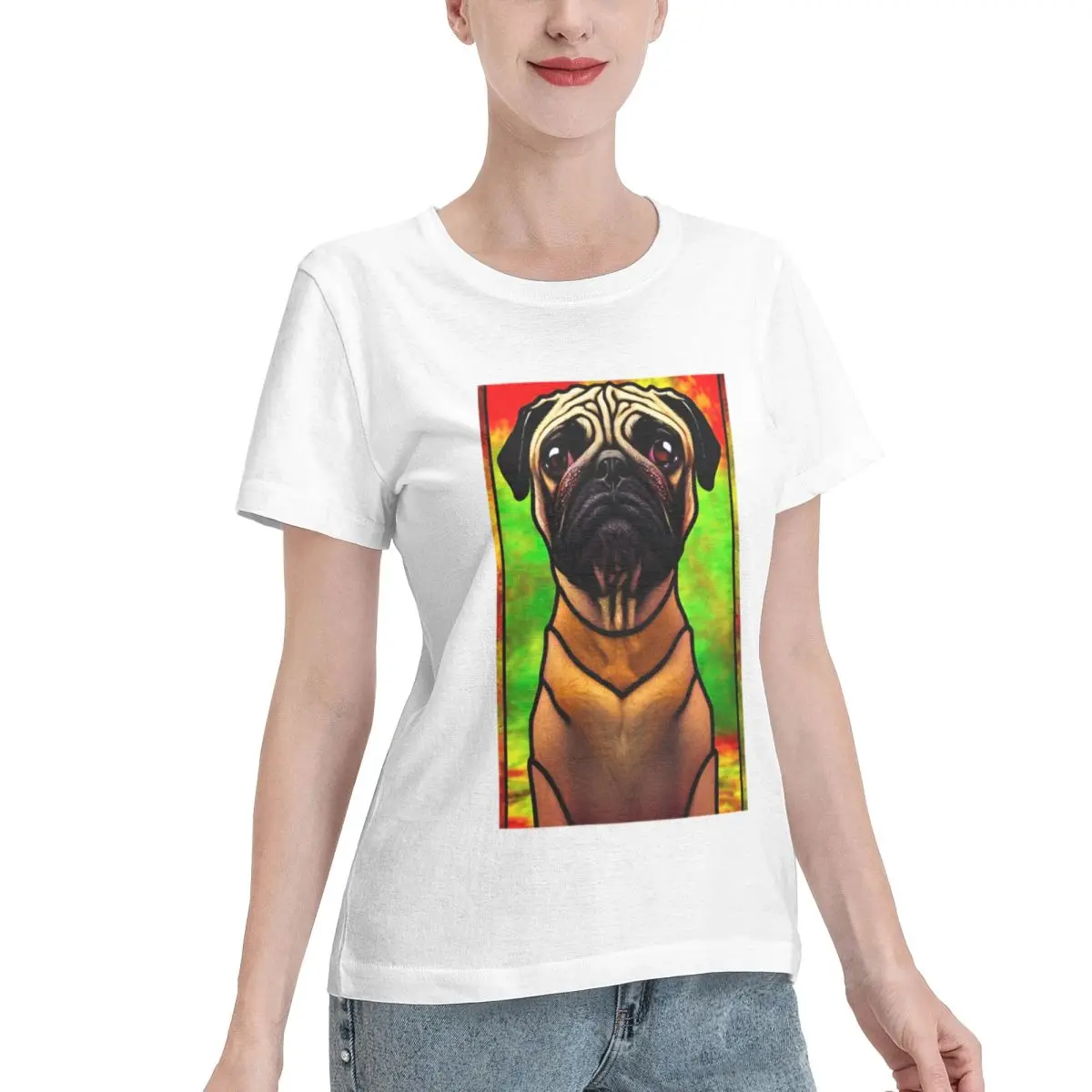 Limited Offer Pug Puppy Dog Design Artwork Women's T-shirt Casual Loose Women Tshirt