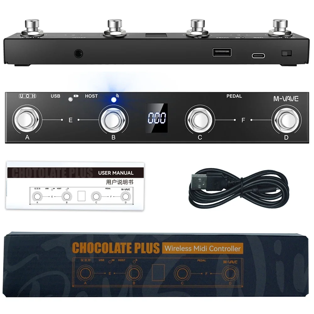 M-VAVE Chocolate Plus MIDI Wireless Controller Pro Keyboard 4 Buttons Foot Switch Supports MIDI Host Interface Control Function