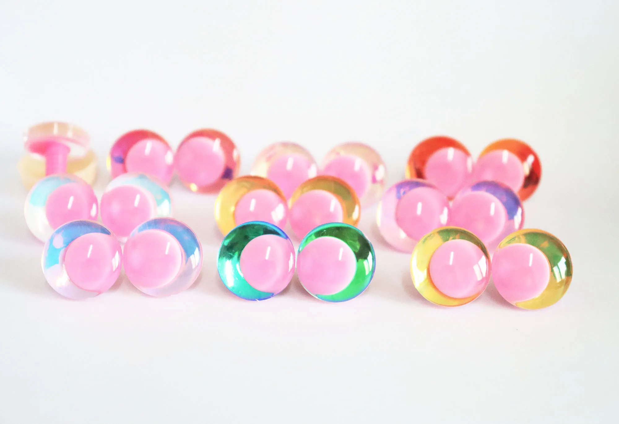 

10pairs 25mm pink pupil Offcentre 3D Comical round glitter toy eyes with hard washer for safety eyes doll findings -HC10