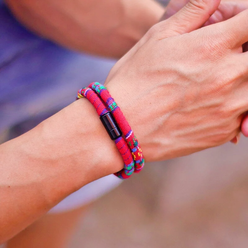 Trendy Motorcycle Jewelry Bracelet For Men Double Layered Magnetic Clasp Outdoor Sports Cycling Braclet Accessories Pulseria