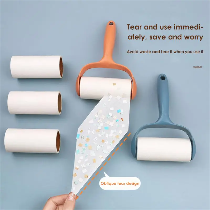 Tearable Roll Paper Sticky Roller Dust Wiper Pet Hair Clothes Carpet Tousle Remover  Replaceable Cleaning Brush  Accessories