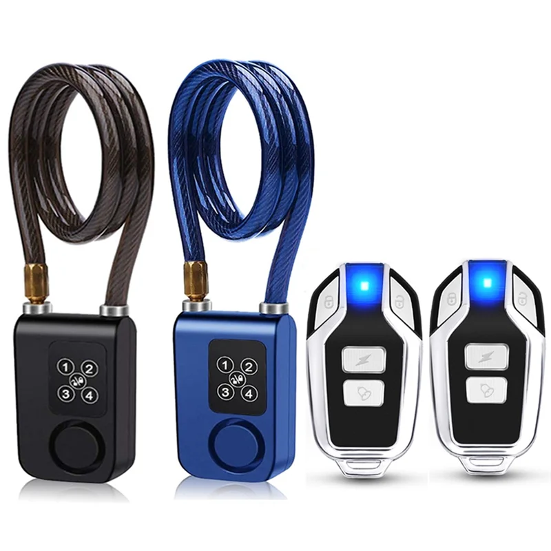 

AW-Anti-Theft Security Wireless Remote Control Alarm Lock Bike Lock 4-Digit Password Alarm Black IP55 Waterproof For Oudoor