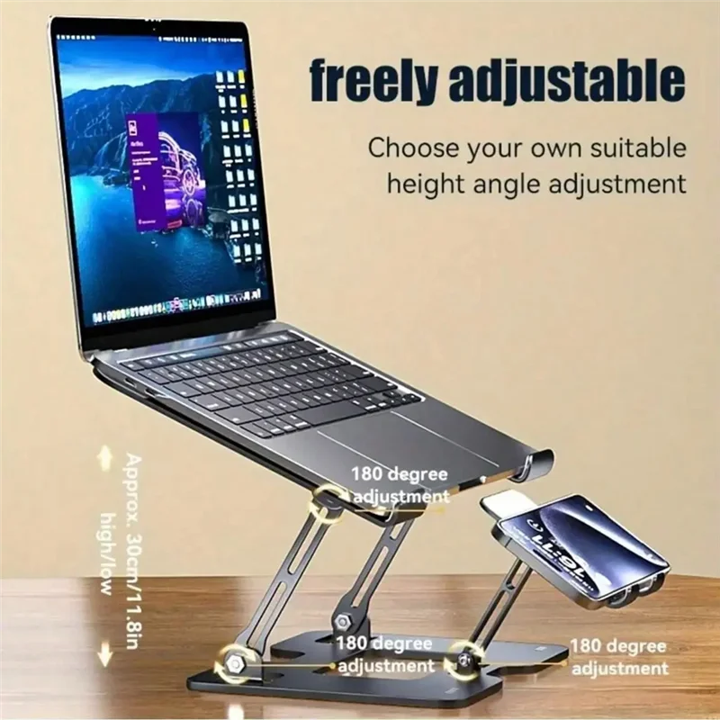 A13E-Laptop Stand Folding Office Stand Heat Dissipation And Anti Slip Foldable Two In One Stand For Mobile Phones Laptops And Ta