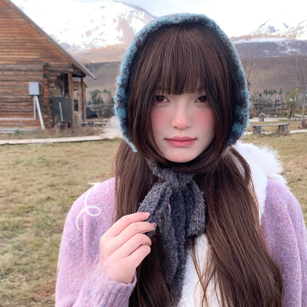 

Универсальные вязаные наушники с контрастными полосками, ветрозащитные повседневные повязки на голову, модные наушники из синтетической шерсти