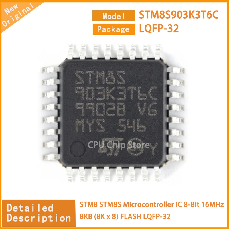 10Pcs/Lot  New Original  STM8S903K3T6C STM8S903 STM8 STM8S Microcontroller IC 8-Bit 16MHz 8KB (8K x 8) FLASH LQFP-32