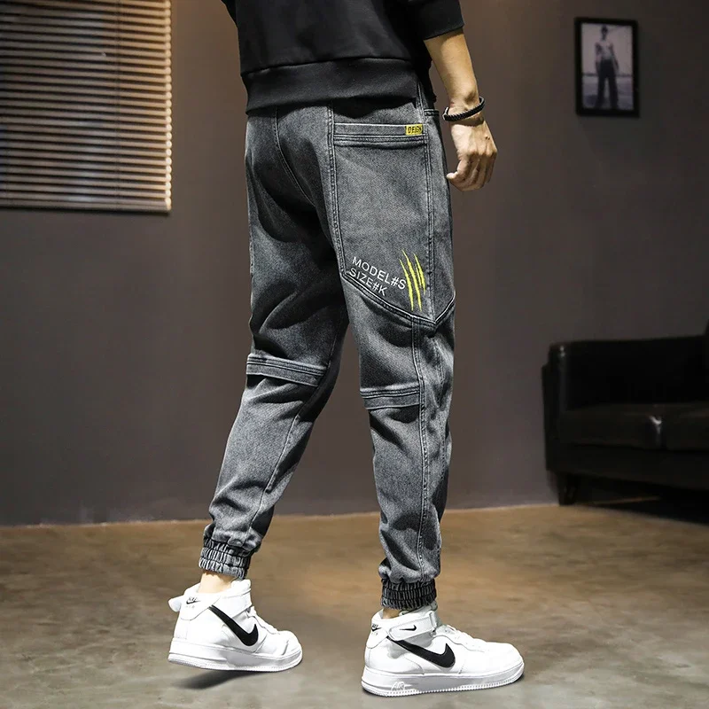 

Spring Summer Baggy Men's Cargo Jeans Fashion Harlan Cotton Streetwear Harajuku Pants Joggers Elastic Waist Trousers Male M-5XL