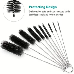 10pcs Bottle Cleaning Brushes Multifunctional Reusable Straw Cleaning Brush For Narrow Neck Bottles Cups