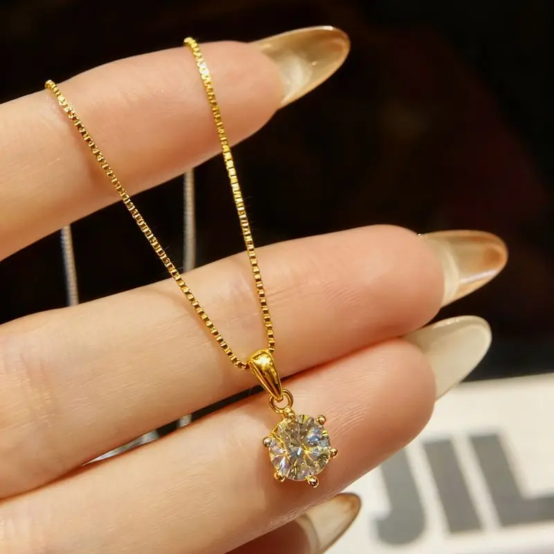 

Стильное серебряное модное сертифицированное 1 карат муассанит с бриллиантом, ожерелье для женщин, длинная цепочка из стерлингового серебра 925 пробы, ювелирные изделия