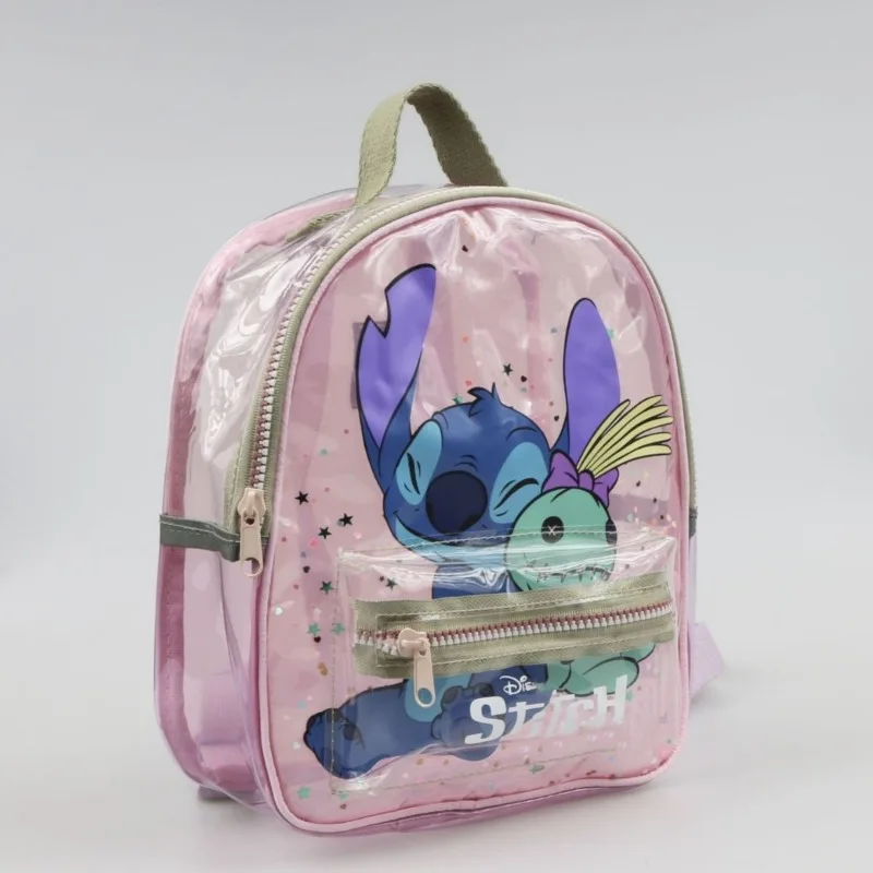 ديزني 2025 جديد الكرتون لطيف حقيبة أطفال صبي وفتاة DiStilt العناق ليتل الذهبي الترتر حقيبة ظهر شفافة