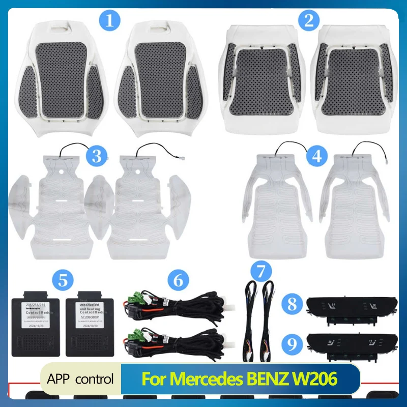 

3-Stage Adjustable Suction ventilated Heated Seats Heating Seat Ventilation For Mercedes BENZ W206 Blower Key Control