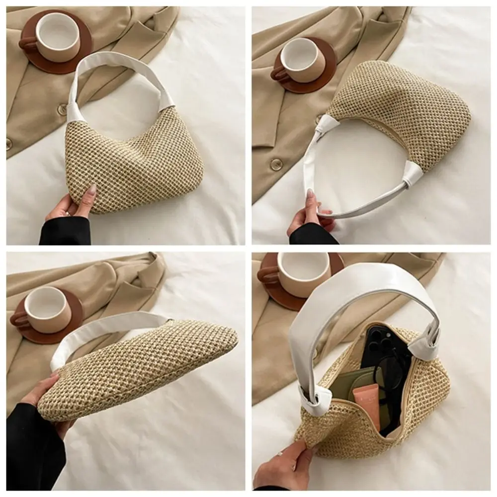 

Trendy Summer Weave Straw Bag New Leisure Straw Shoulder Bag Boho Casual Beach Handbag for Girls